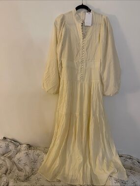 ELAA Cream Button Front Maxi Dress Size Small